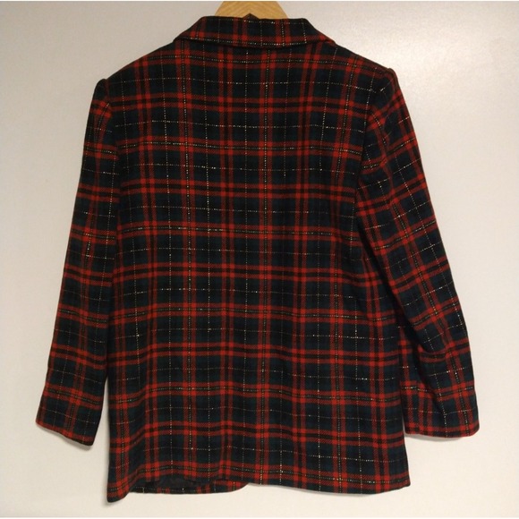 Savannah Blazer Wool Blend Christmas Holiday 4 Petite Jacket Red Green - Picture 2 of 8